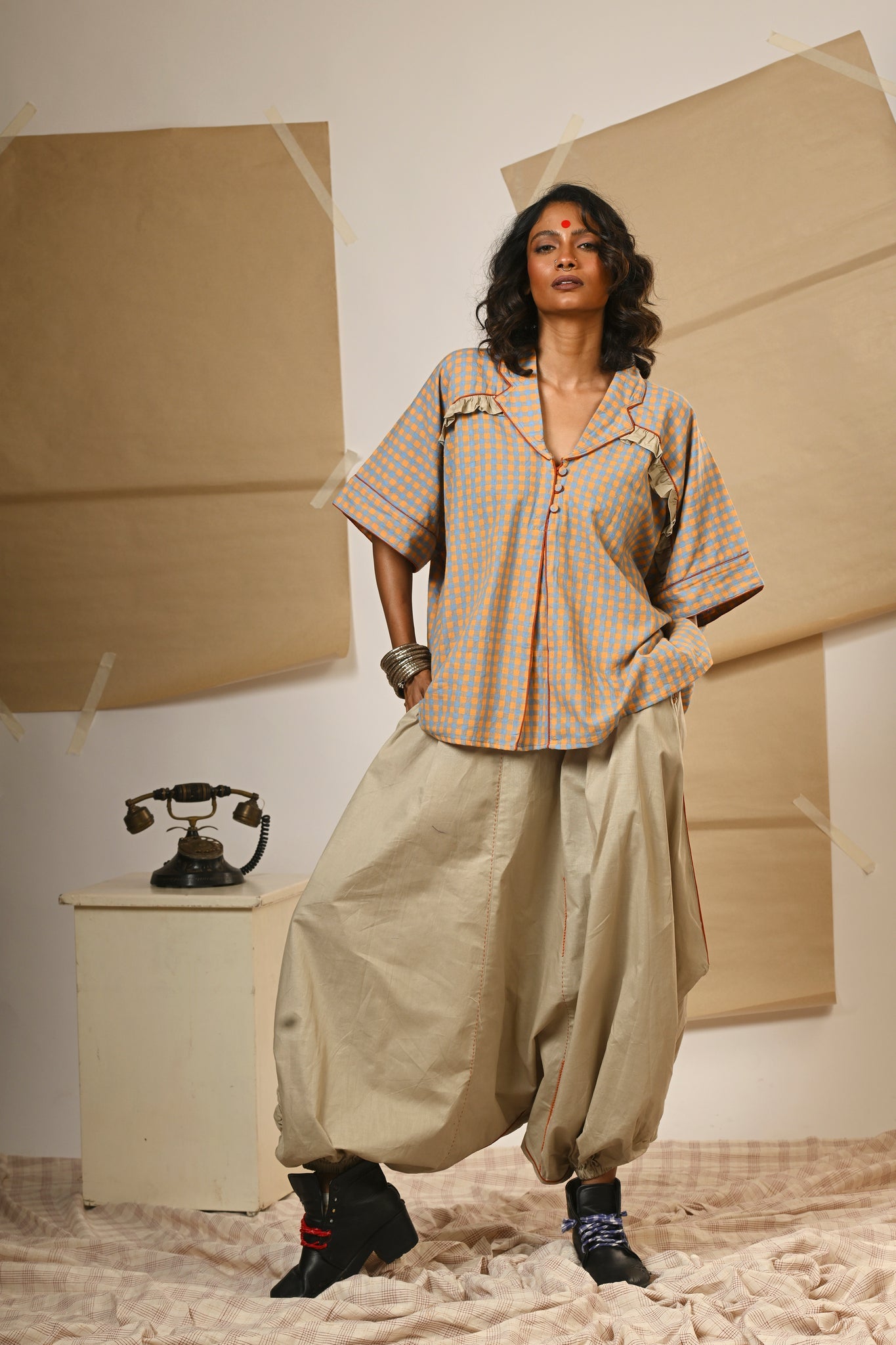 Notch Collar Top with Harem Pants - CiceroniCo - ord SetPrathaa