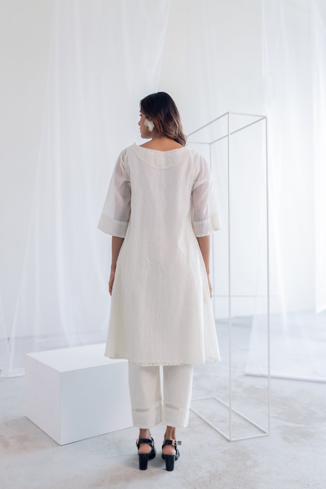 Oatmeal Foliage Applique Co - ord Set - CiceroniKurta Set, Everyday WearSilai Studio