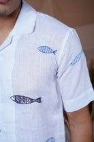 Ocean Drift - Hand Embroidered Unisex Linen Shirt - CiceroniShirtsCultura Studio