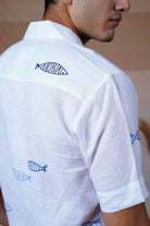 Ocean Drift - Hand Embroidered Unisex Linen Shirt - CiceroniShirtsCultura Studio