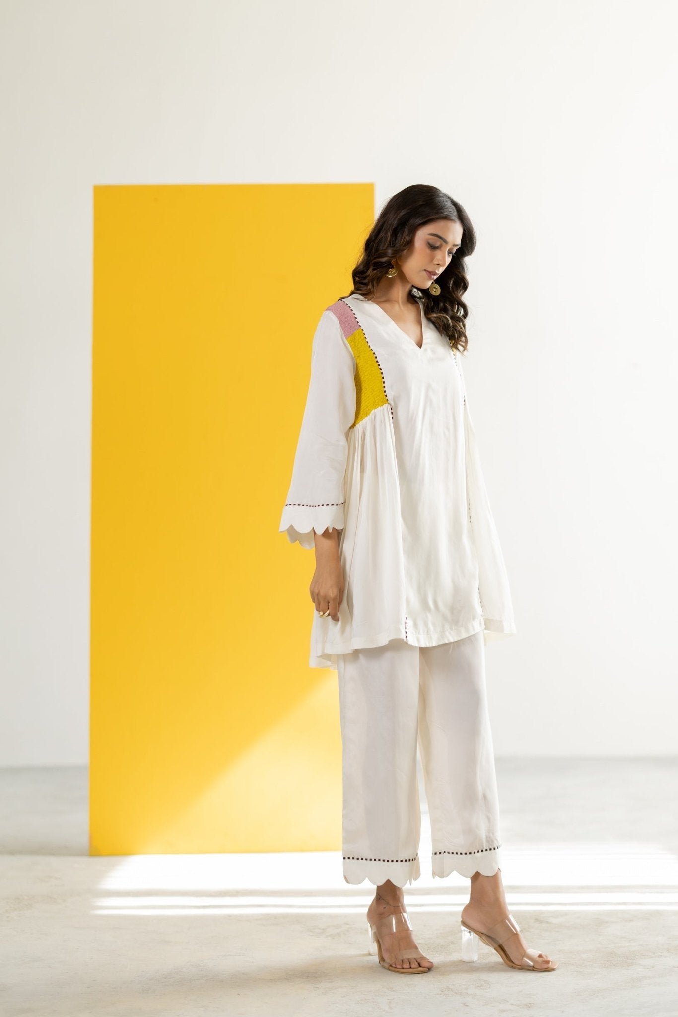 Off White Co-ord Set - CiceroniKurta Set, Festive WearTussah