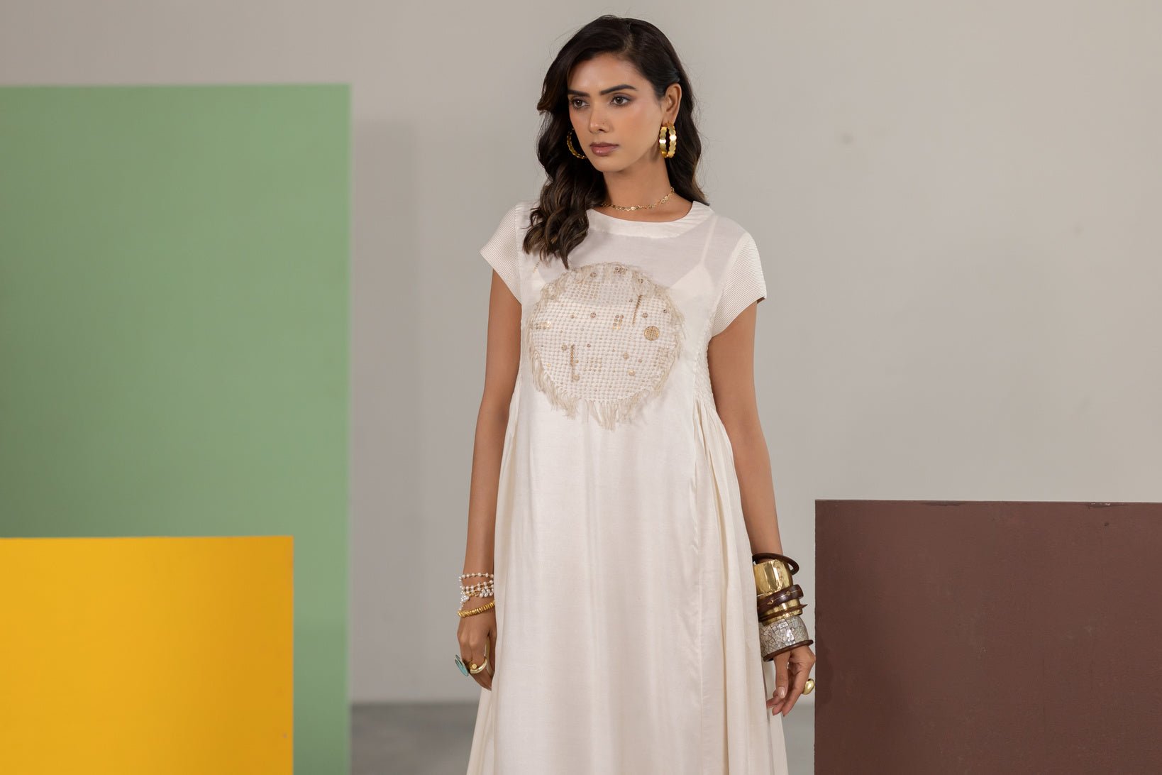 Off-white Dress - CiceroniDressesTussah