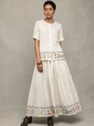 Off-White Folk Motif Jamdani Skord Set - CiceroniSkirt SetSutra Art of Clothing