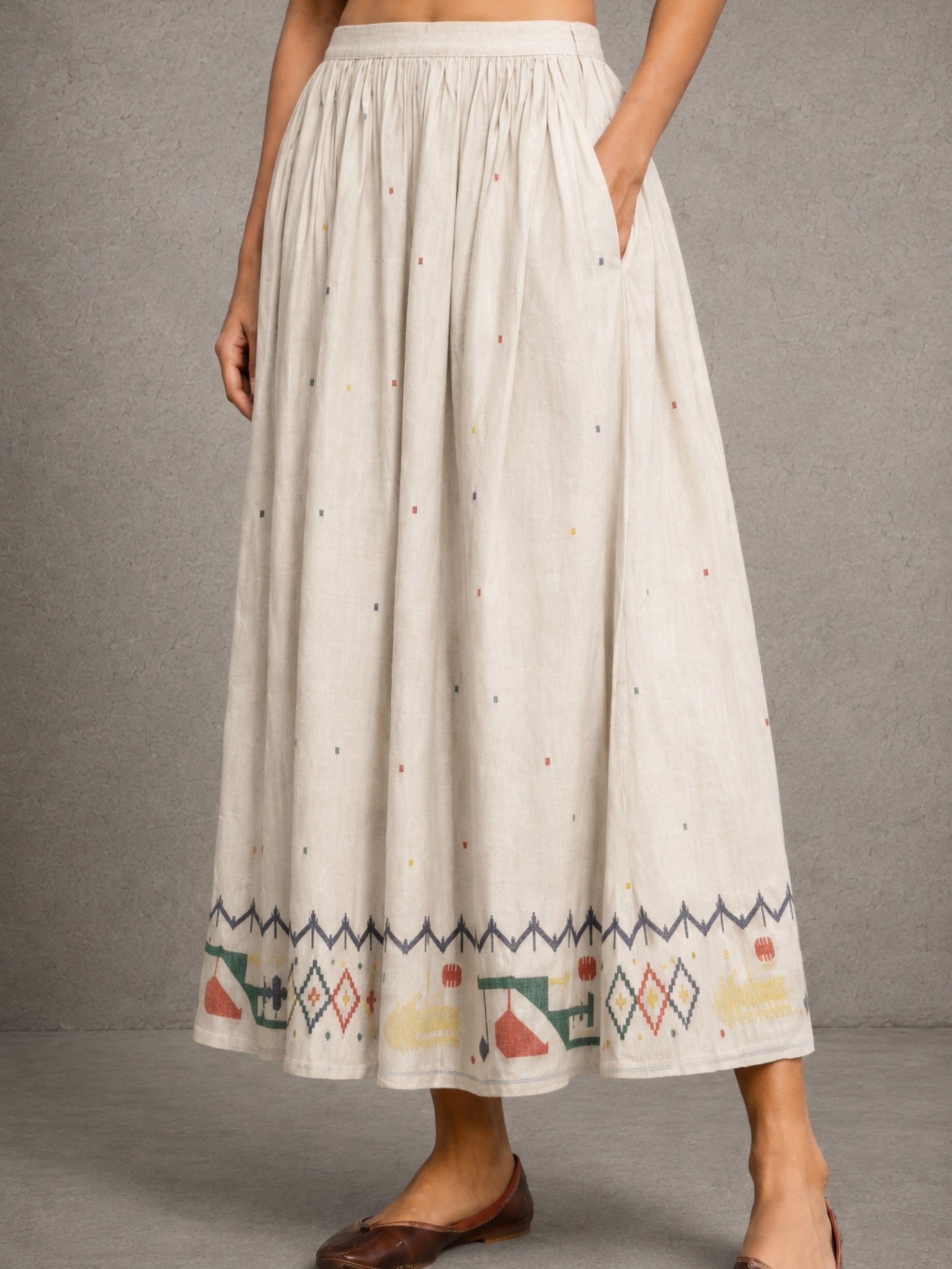 Off-White Heritage Jamdani Pure Cotton Skord set - CiceroniSkirt SetSutra Art of Clothing