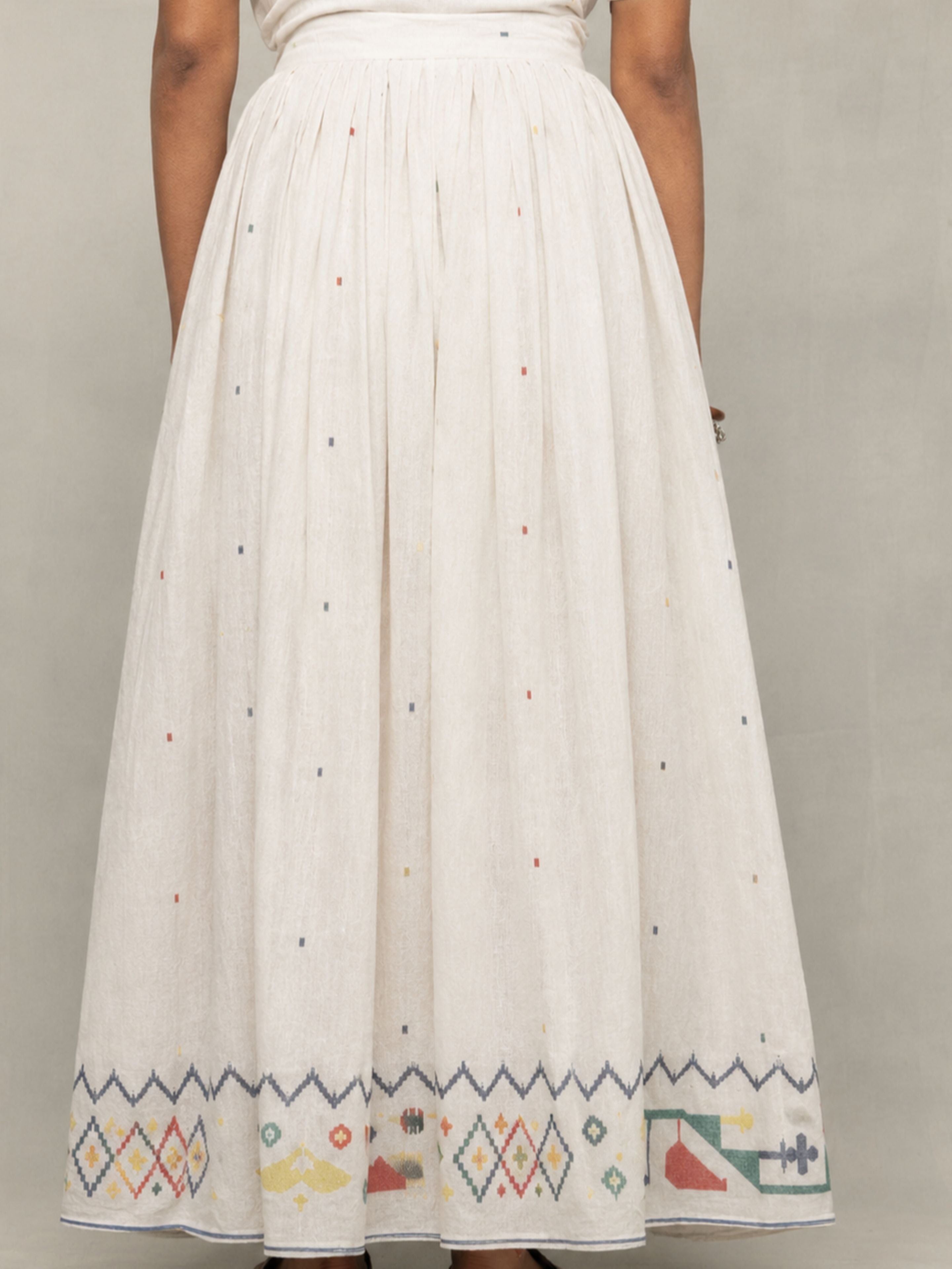 Off-White Heritage Jamdani Pure Cotton Skord set - CiceroniSkirt SetSutra Art of Clothing