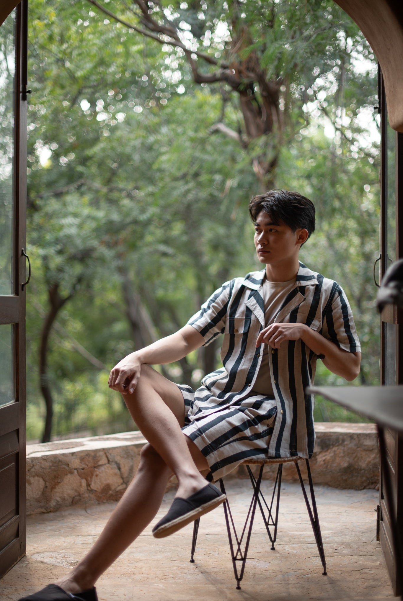 Okinawa Safari Shirt - Black Stripe - CiceroniShirtsThe Terra Tribe
