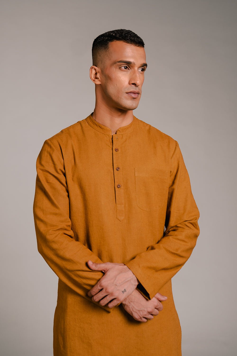 Olive Co - Linen Men's Kurta - CiceroniKurta, Festive WearSaphed