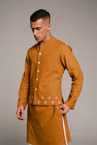 Olive Co - Linen Men's Nehru Jacket - CiceroniJacketsSaphed