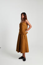 Olive Co - Linen Side Slit Top & Skirt Set - CiceroniSkirt SetSaphed