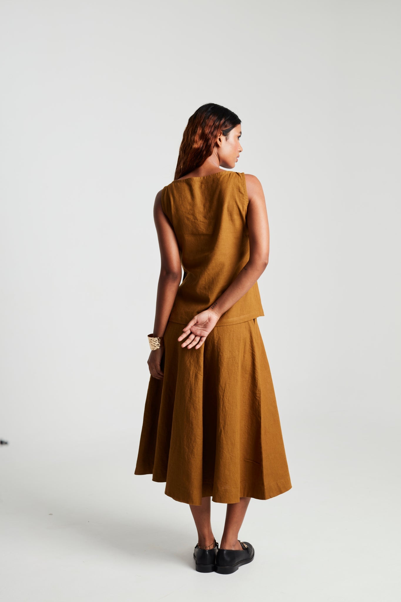 Olive Co - Linen Side Slit Top & Skirt Set - CiceroniSkirt SetSaphed