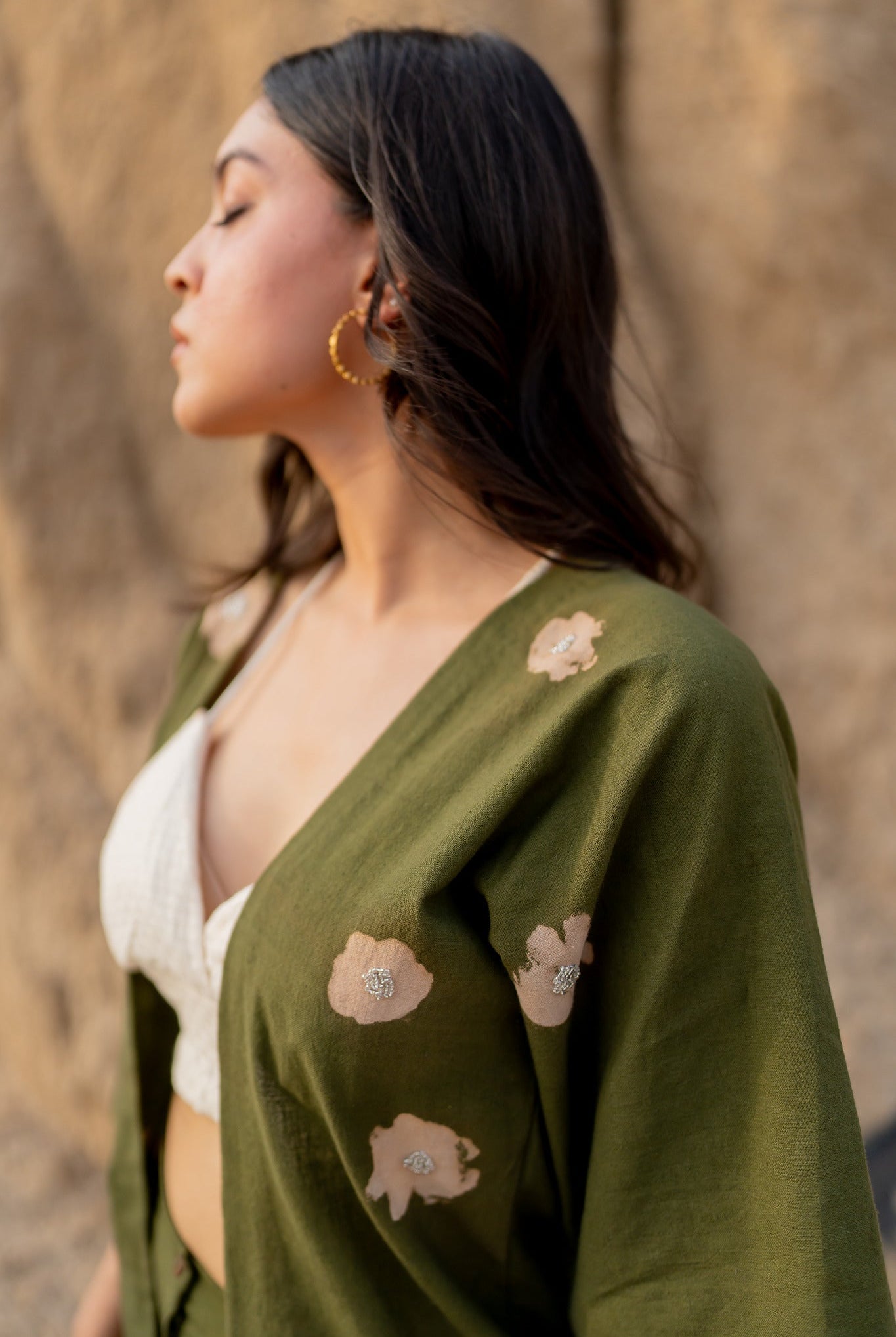 Olive Floral Kanna Kimono Set - CiceroniCo-ord SetNirjara