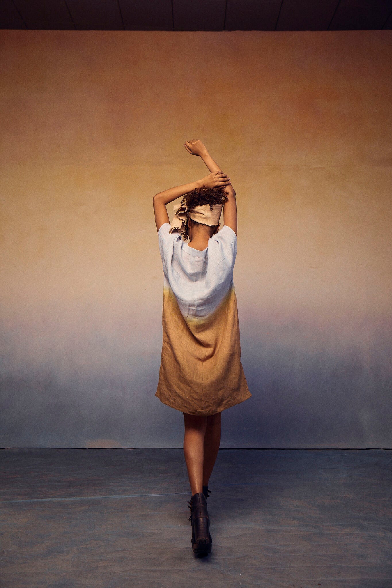 Ombre Block Dress - Smoke Blue - CiceroniDressesPaeony