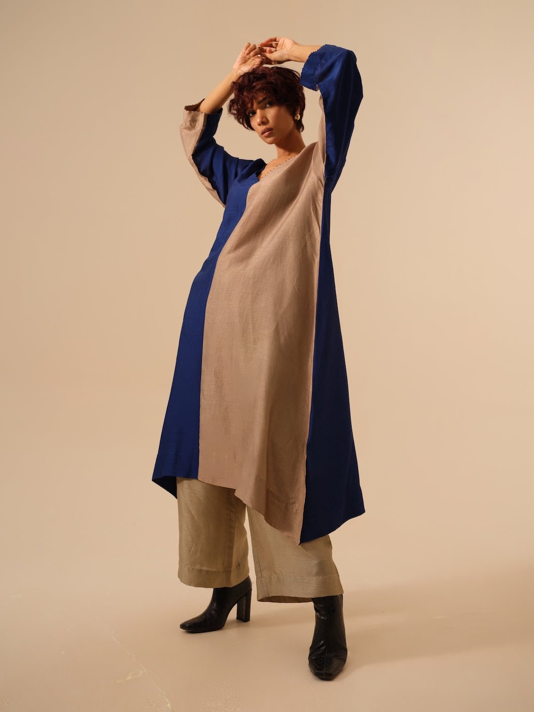 Onyx Tunic in Blue and Grey - CiceroniKurta, Festive WearStoique