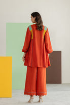 Orange Co-ord Set - CiceroniKurta Set, Festive WearTussah