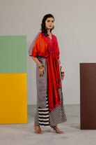Orange Habutai Silk Kaftan Set - CiceroniKurta Set, Festive WearTussah