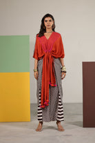 Orange Habutai Silk Kaftan Set - CiceroniKurta Set, Festive WearTussah
