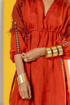 Orange Tunic Set - CiceroniKurta Set, Festive WearTussah
