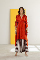 Orange Tunic Set - CiceroniKurta Set, Festive WearTussah