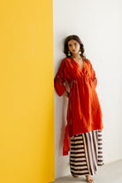 Orange Tunic Set - CiceroniKurta Set, Festive WearTussah