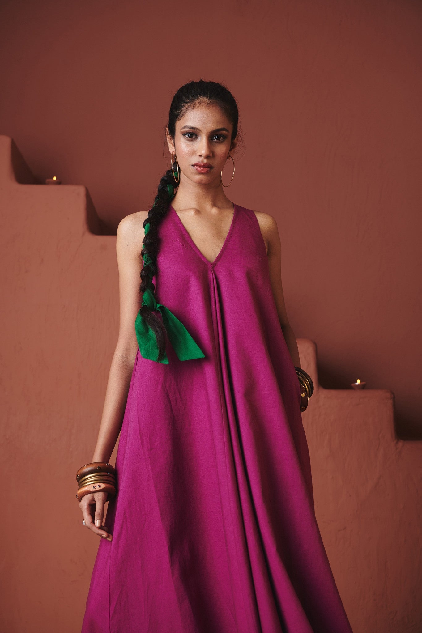 Orchid Co - Linen Flared Dress - CiceroniDressesSaphed