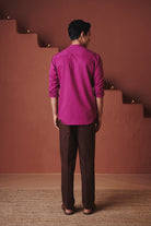 Orchid Co - Linen Men's Band Collar Shirt – Slim Fit - CiceroniMen ShirtsSaphed