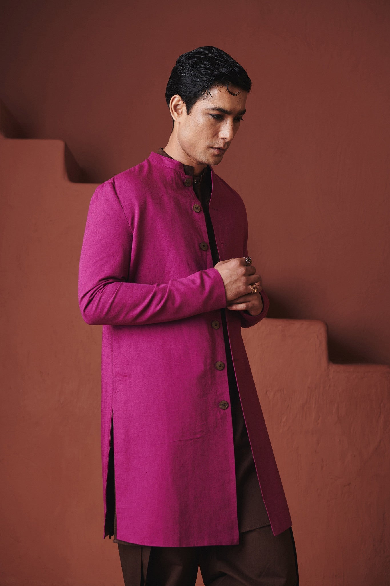 Orchid Co - Linen Men's Long Jacket - CiceroniJacketsSaphed