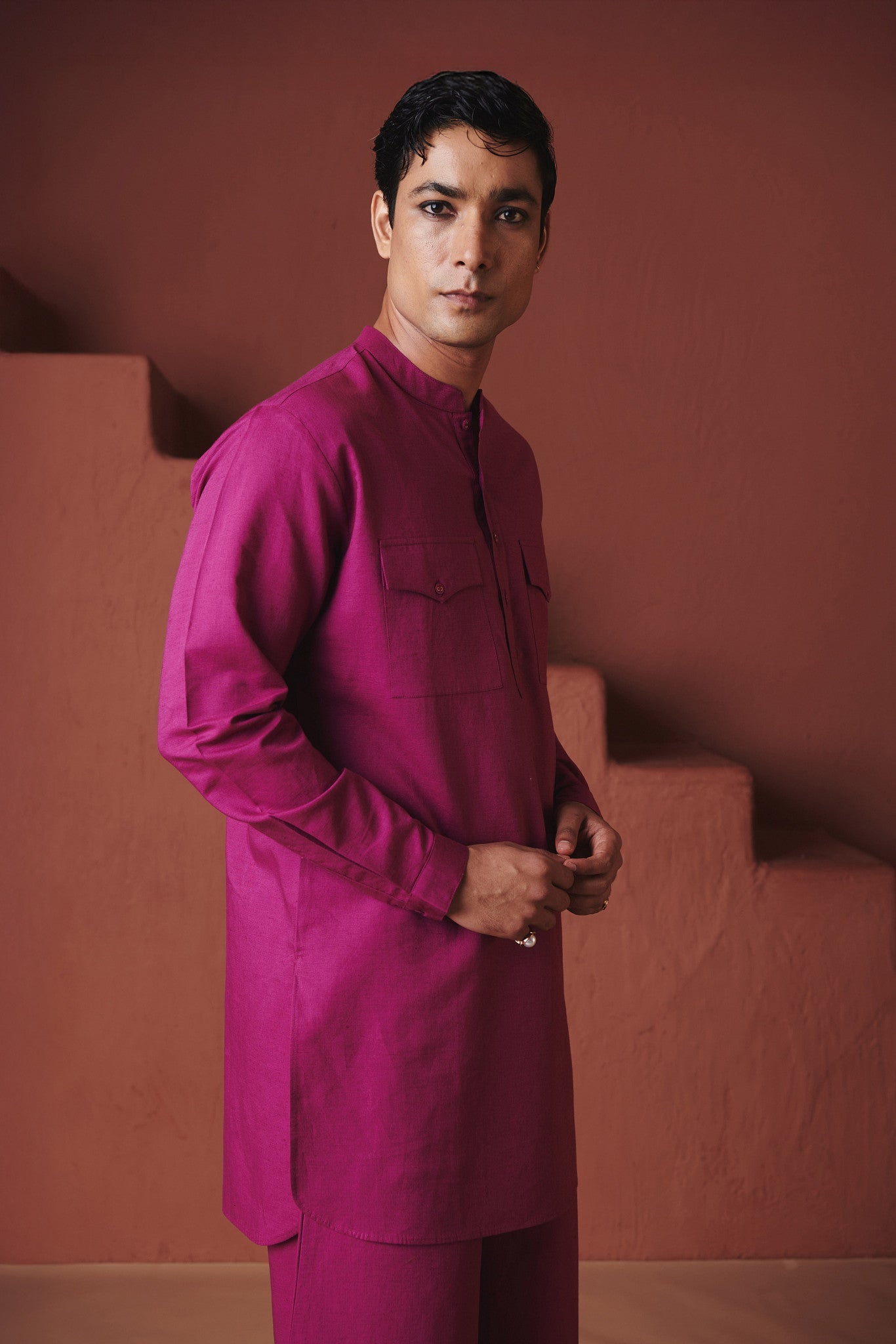 Orchid Co - Linen Men's Saif Kurta Set - CiceroniKurta Set, Festive WearSaphed