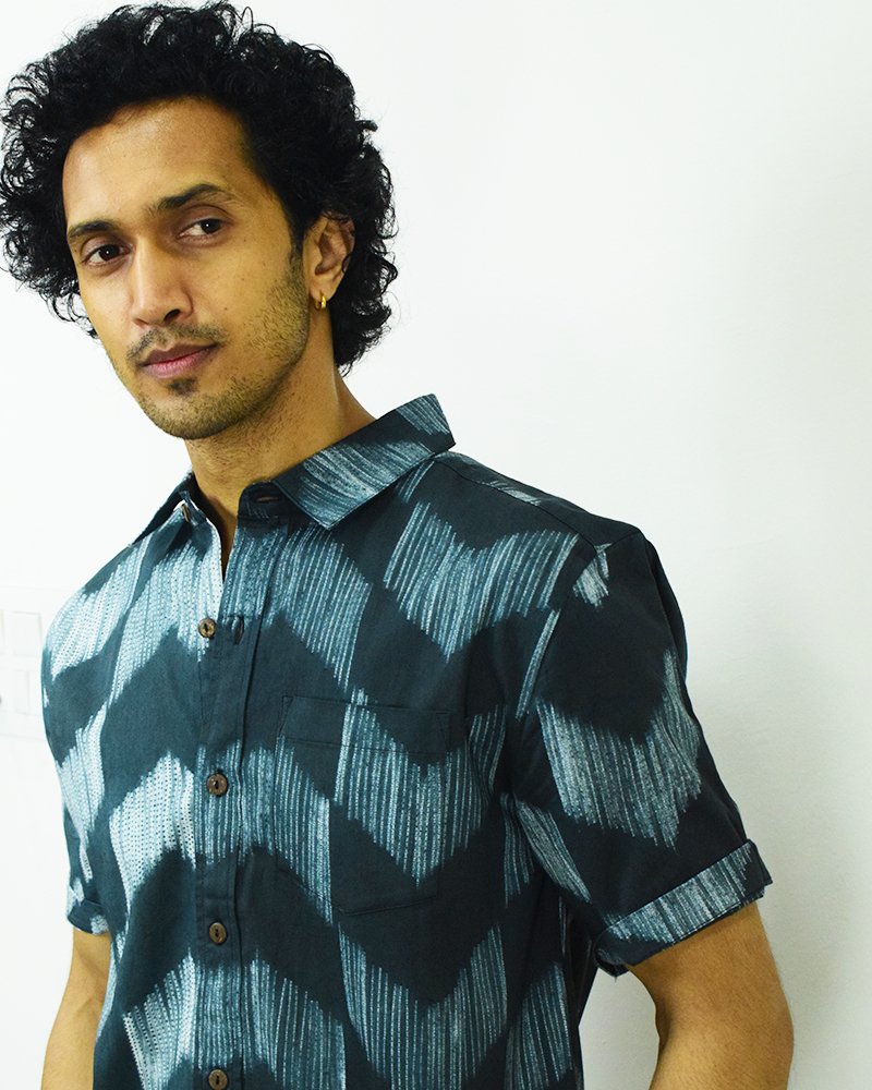 Organic Tie and Dye Black Half Sleeve Shirt - CiceroniUnisex ShirtsSonica Sarna