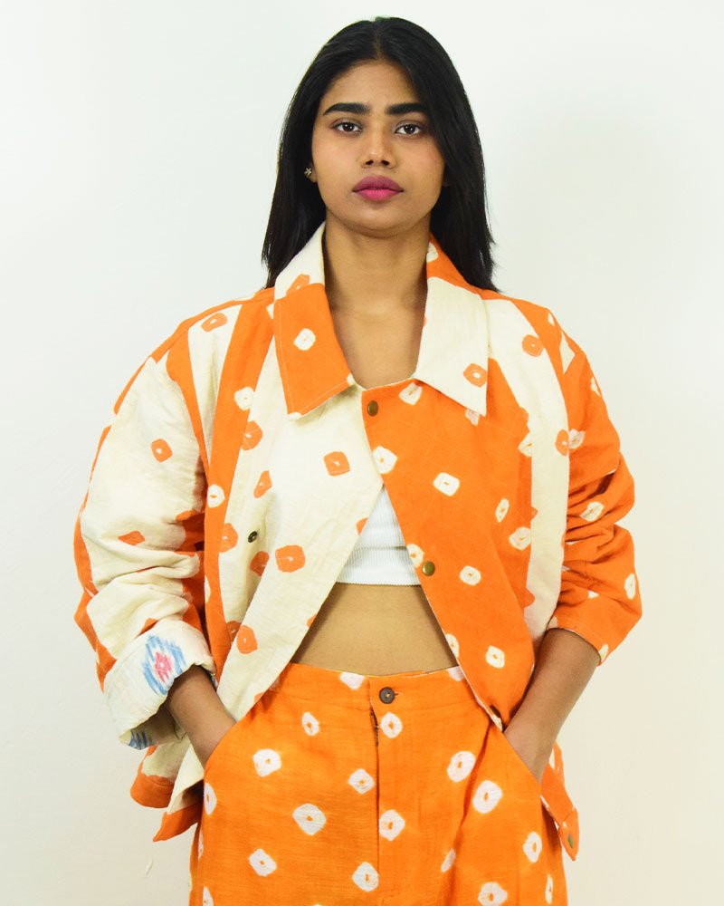 Organic Tie and Dye Orange Jacket - CiceroniJacketsSonica Sarna