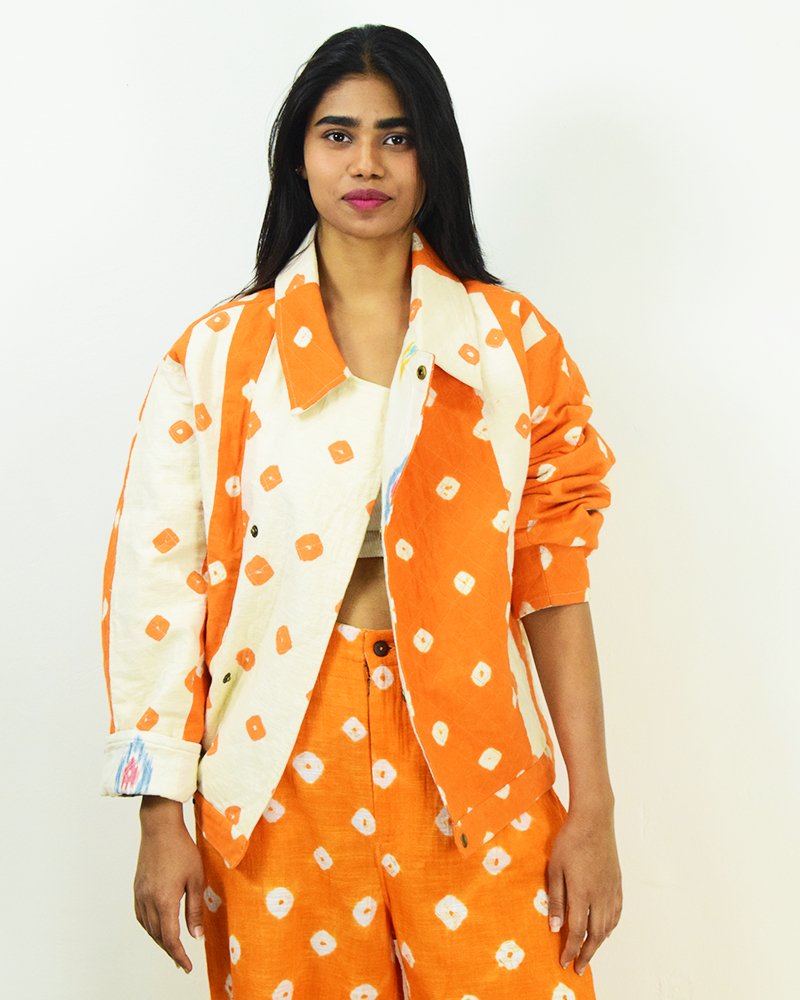 Organic Tie and Dye Orange Jacket - CiceroniJacketsSonica Sarna