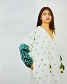 Organic Tie and Dye White & Green Kaftan - CiceroniKaftanSonica Sarna