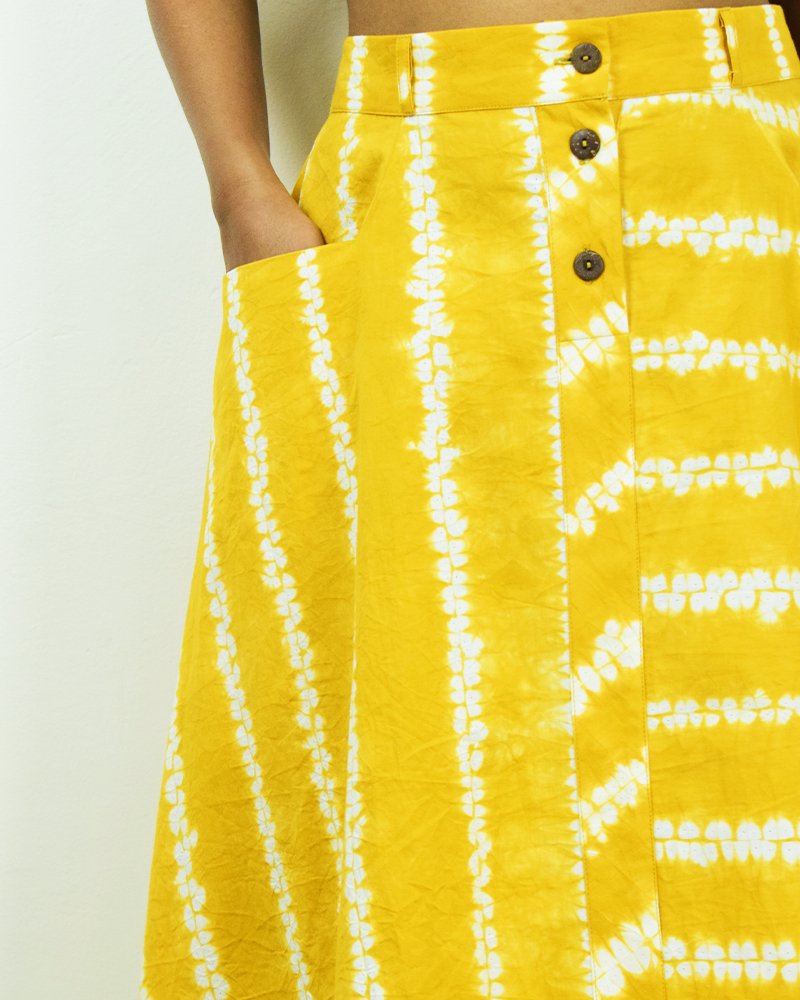 Organic Tie and Dye Yellow Skirt - CiceroniSkirtsSonica Sarna