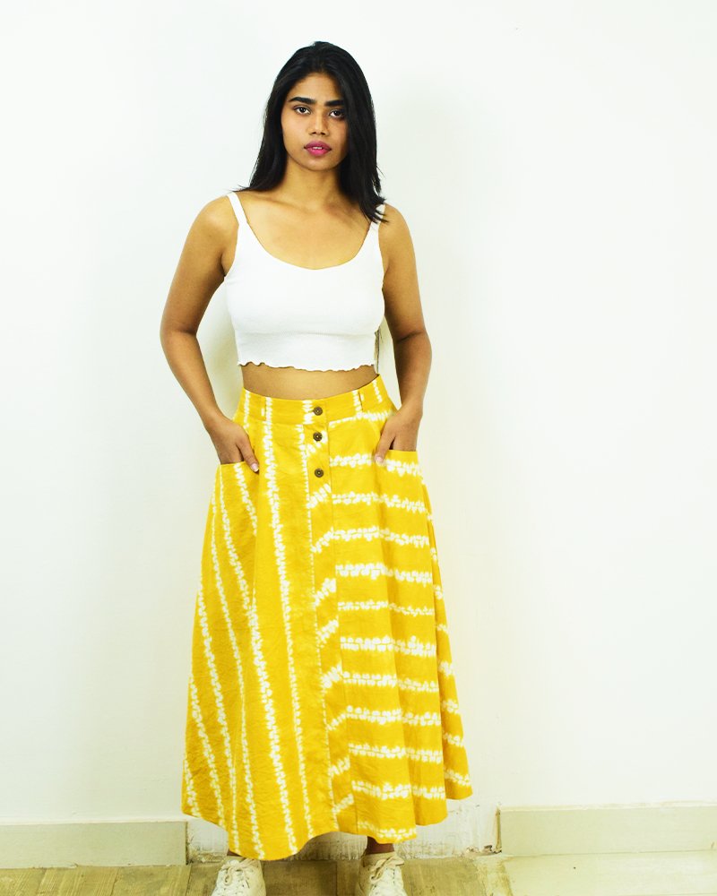 Organic Tie and Dye Yellow Skirt - CiceroniSkirtsSonica Sarna