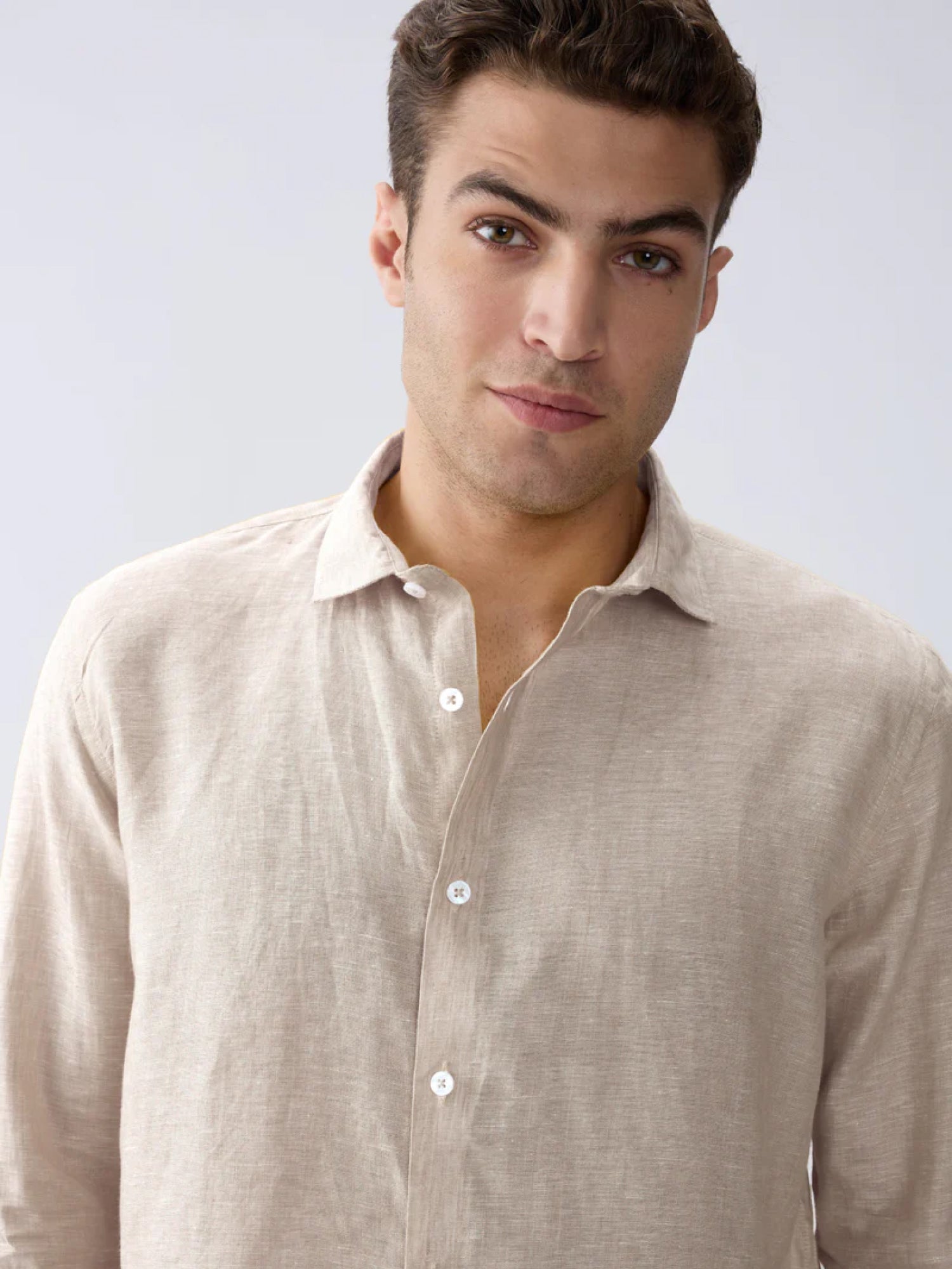 Origin Beige Classic Shirt 100% Pure Linen - CiceroniMen Shirtsbhrāta
