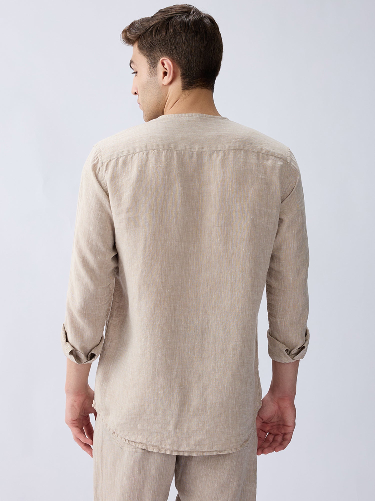 Origin Beige Placket Shirt 100% Pure Linen - CiceroniMen Shirtsbhrāta