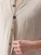 Origin Beige Placket Shirt 100% Pure Linen - CiceroniMen Shirtsbhrāta