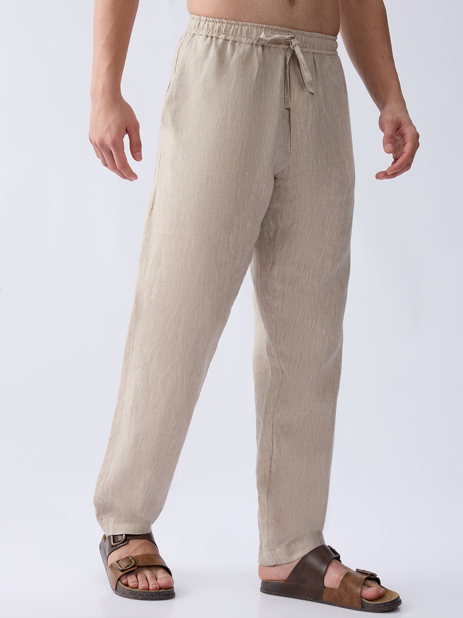Origin Beige Relaxed 100% Pure Linen Pants - CiceroniPantsbhrāta