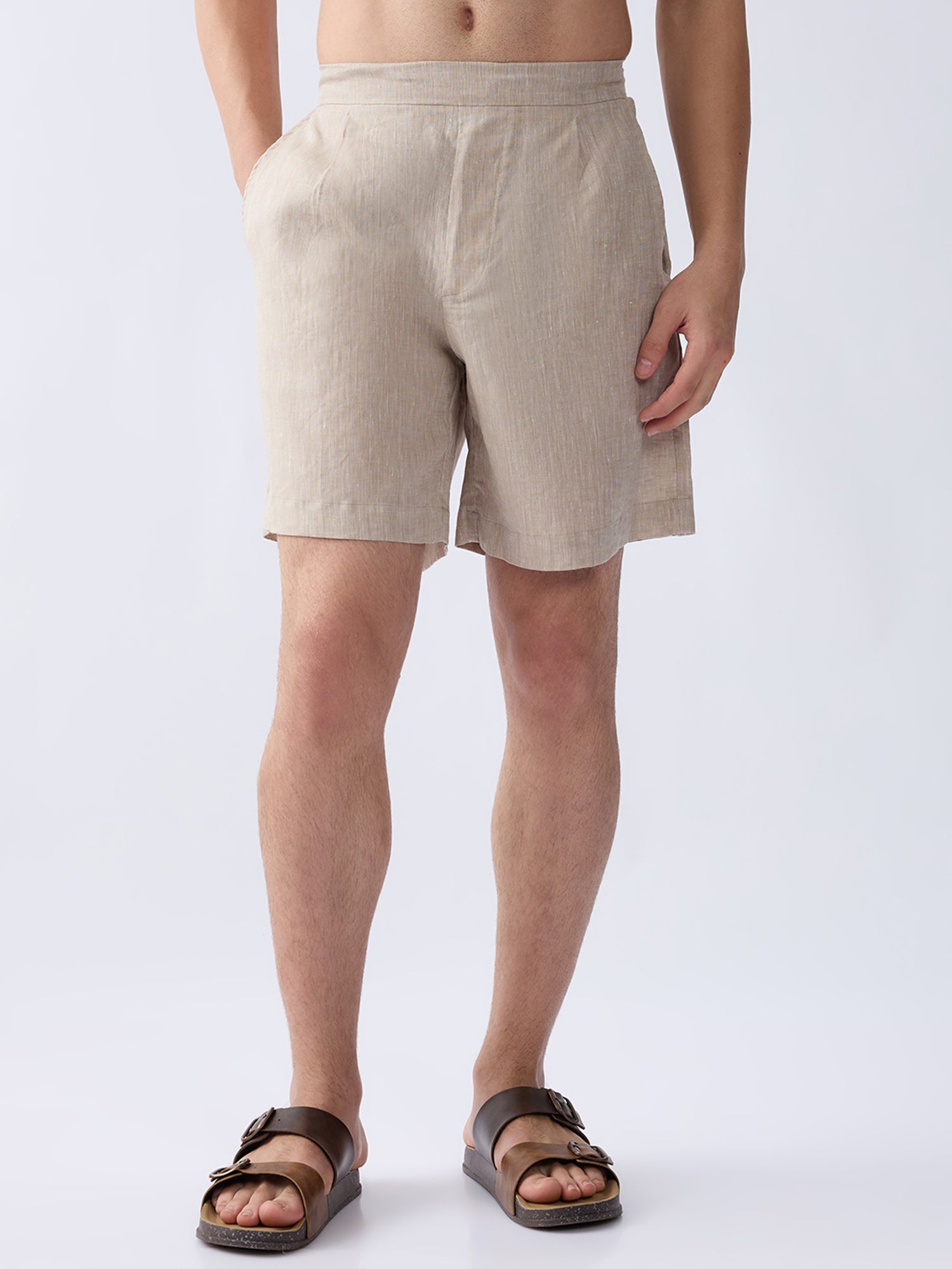Origin Beige Relaxed 100% Pure Linen Shorts - CiceroniShortsbhrāta