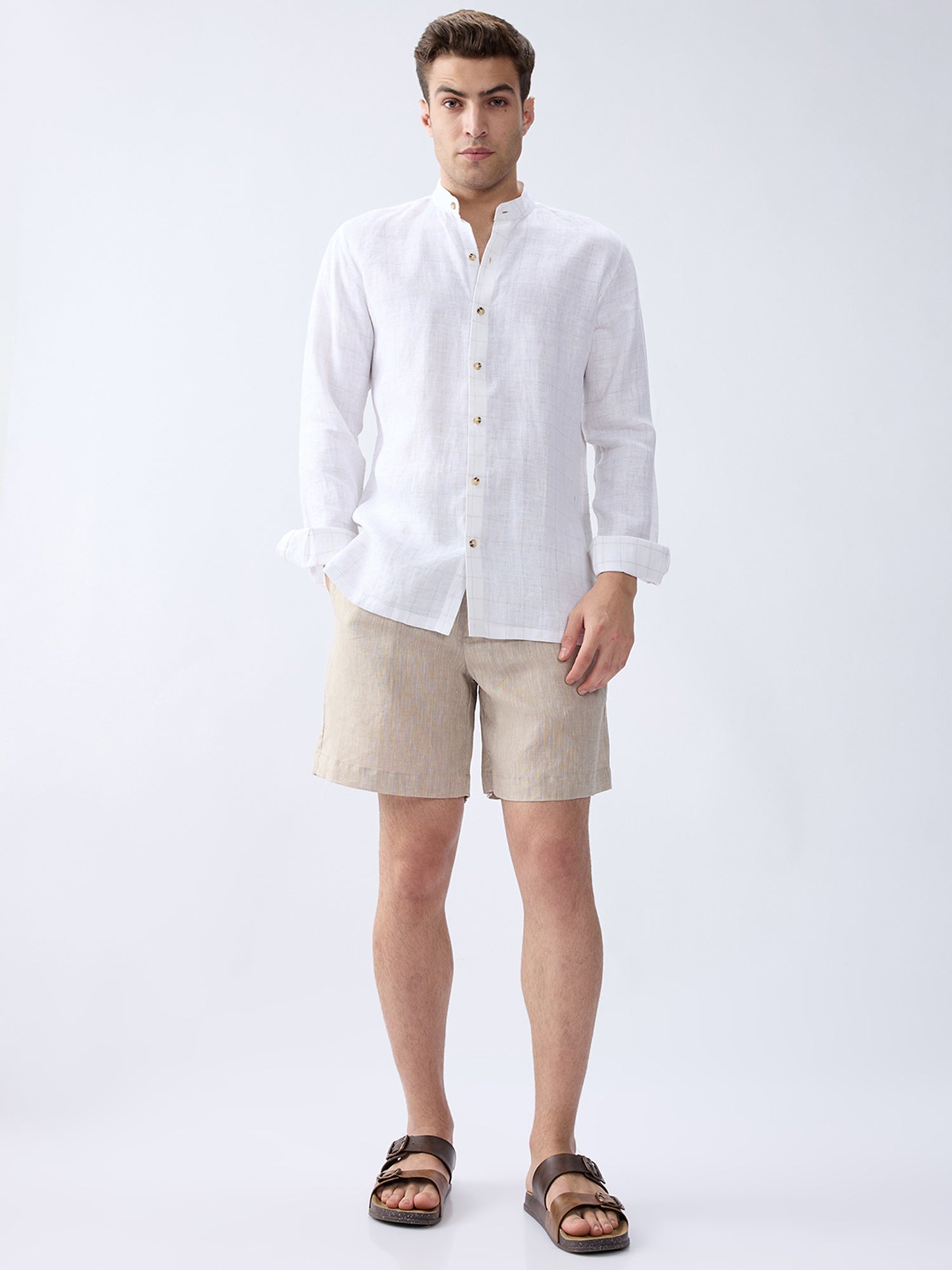 Origin Beige Relaxed 100% Pure Linen Shorts - CiceroniShortsbhrāta
