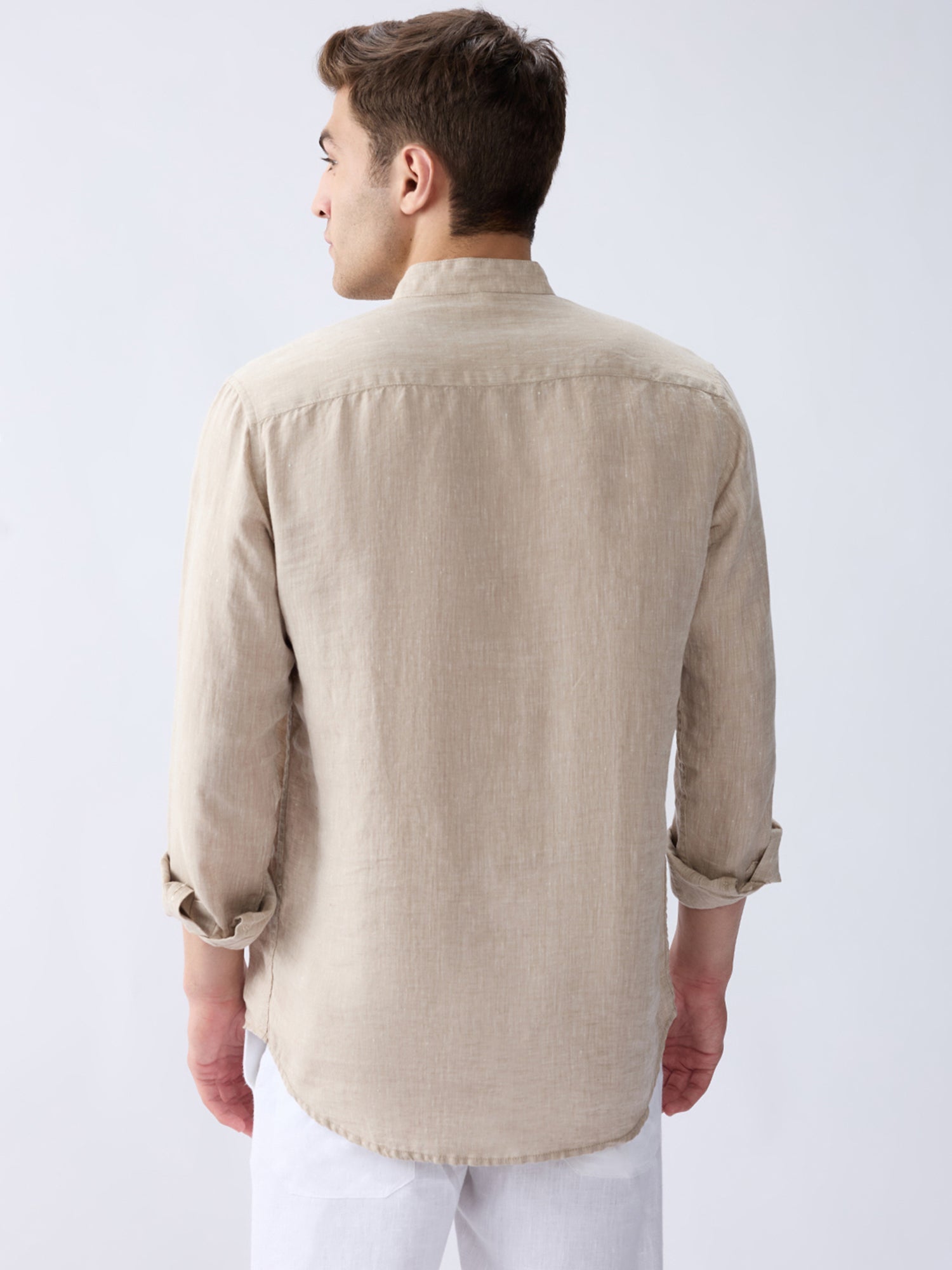 Origin Beige Short Kurta 100% Pure Linen - CiceroniKurta, Everyday Wearbhrāta