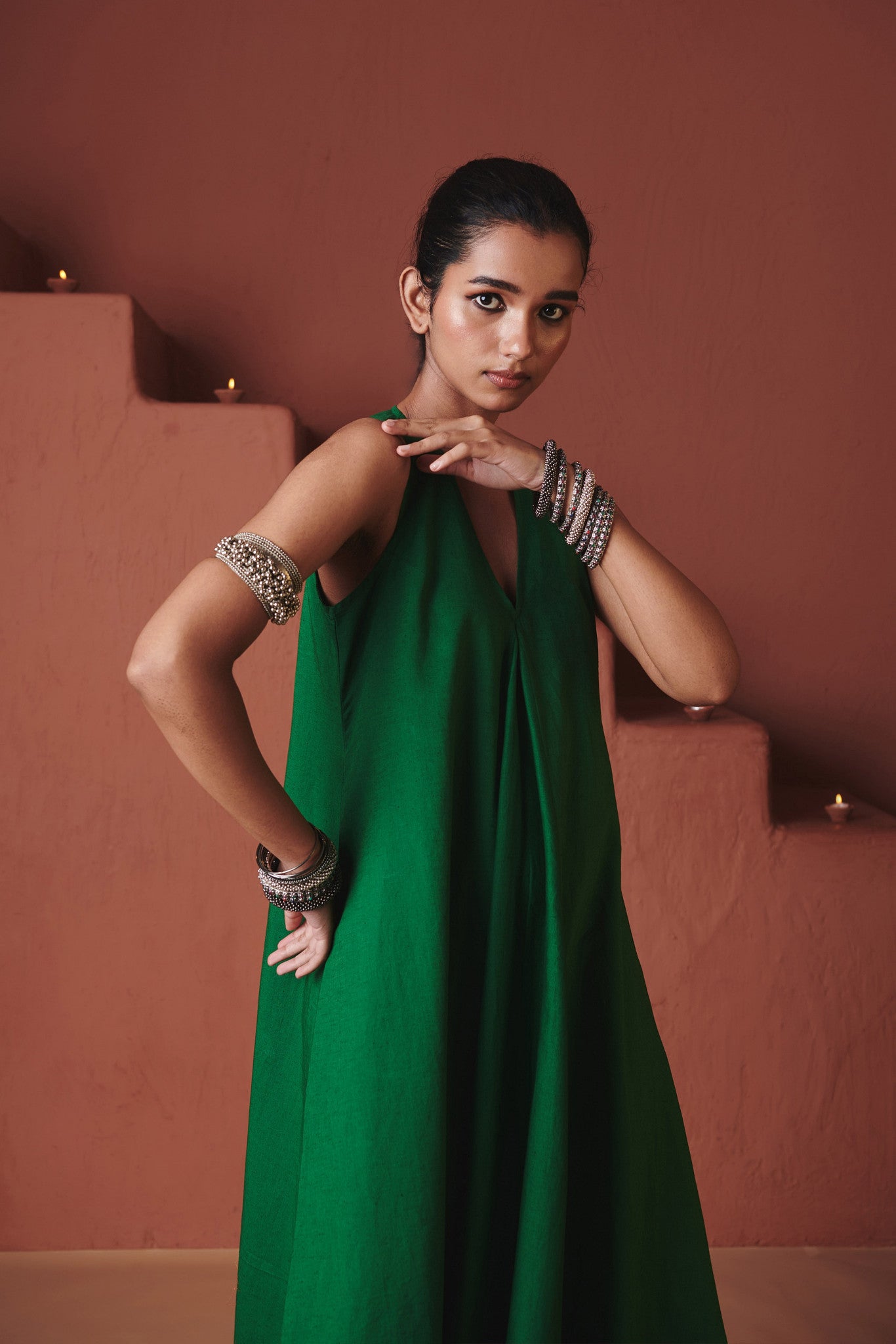 Paan Co - Linen Flared Dress - CiceroniDressesSaphed