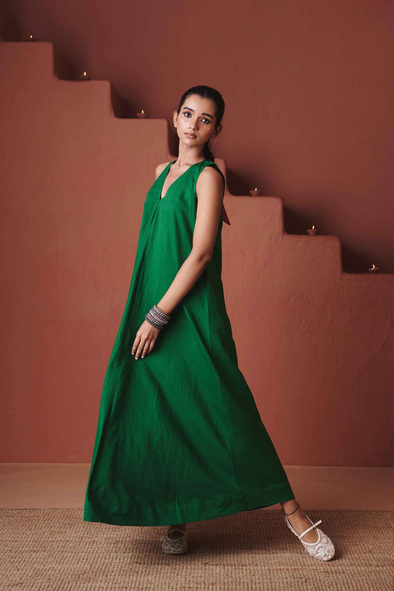 Paan Co - Linen Flared Dress - CiceroniDressesSaphed