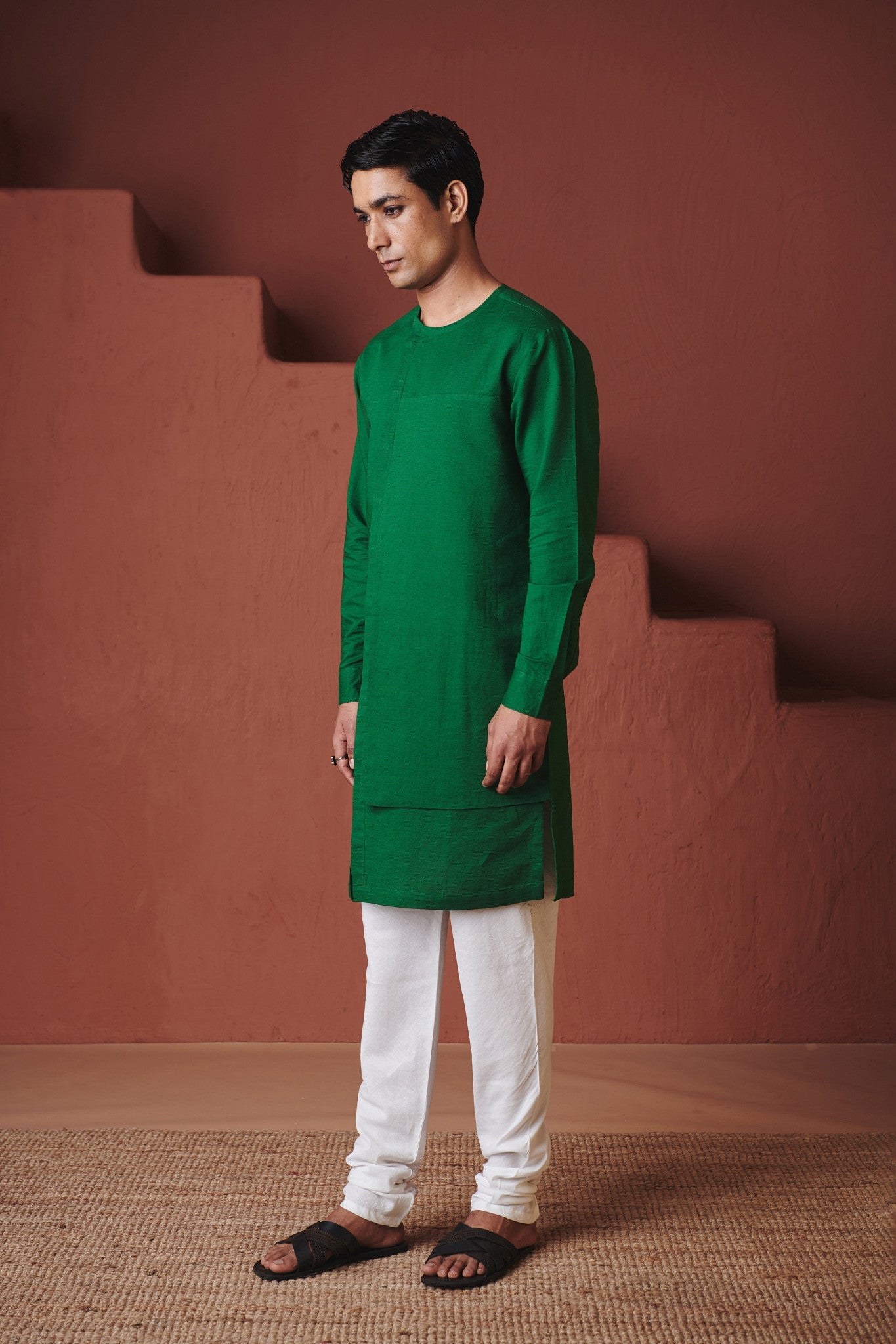 Paan Co - Linen Men's Side Panel Kurta - CiceroniKurtaSaphed