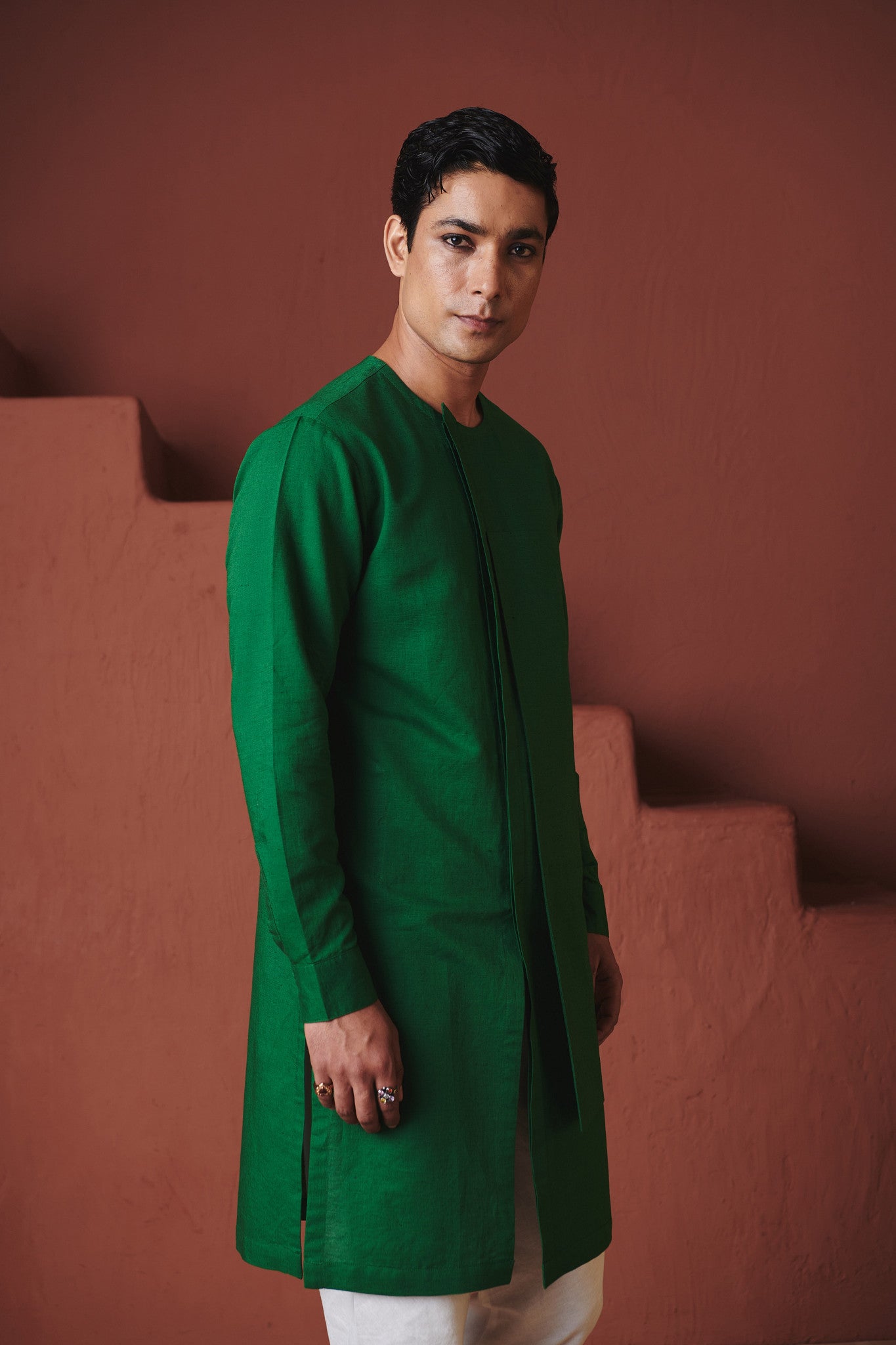 Paan Co - Linen Men's Side Panel Kurta - CiceroniKurtaSaphed