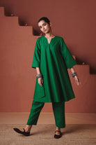 Paan Co - Linen Pheran Kurta Set - CiceroniWomen PantsSaphed