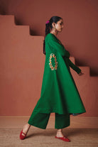 Paana 100% Linen Embroidered Pocket Kurta Set - CiceroniKurta SetsSaphed