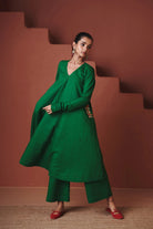 Paana 100% Linen Embroidered Pocket Kurta Set - CiceroniKurta SetsSaphed