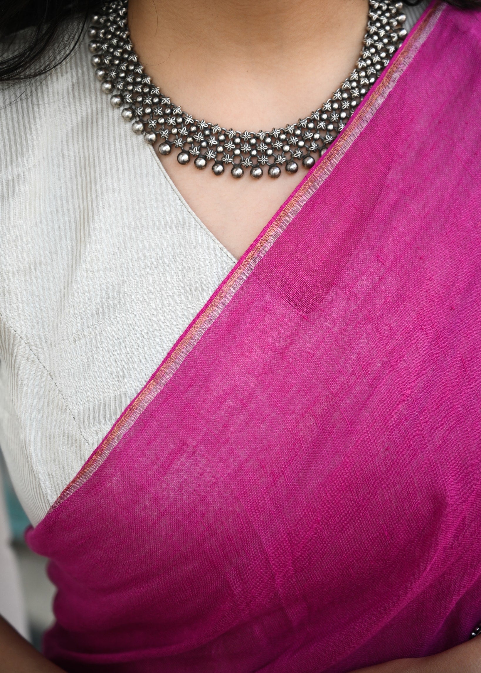 Pallu — Rani - Solid Handwoven Linen Saree - CiceroniSareePallu