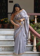 Pallu — Sileti - Handwoven Chekered Linen Saree - CiceroniSareePallu