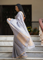 Pallu — Sileti - Handwoven Chekered Linen Saree - CiceroniSareePallu